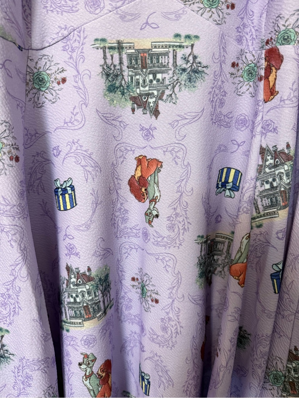 Unique Vintage Lavender lady and the tramp Print Swing Dress - Picture 2 of 3